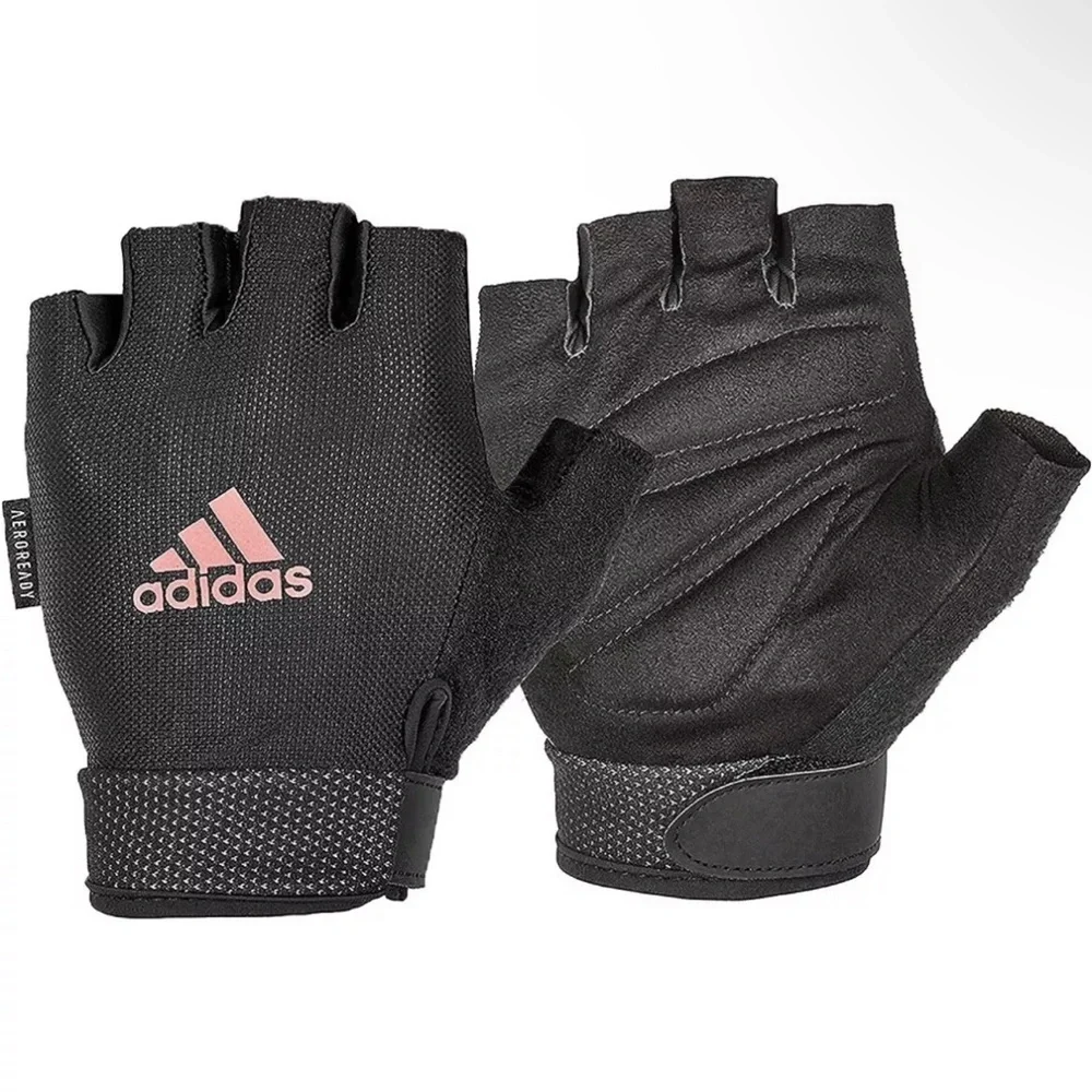 NWT Adidas Aeroready Adjustable Essential Gloves Black & Pink Training Gloves